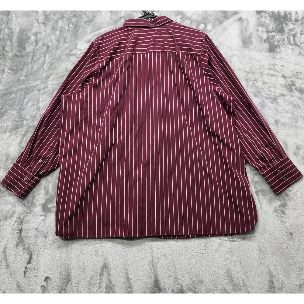 Lands End Top Womens 22W Burgundy White Striped Popover No Iron Supima Cotton - Picture 2 of 10